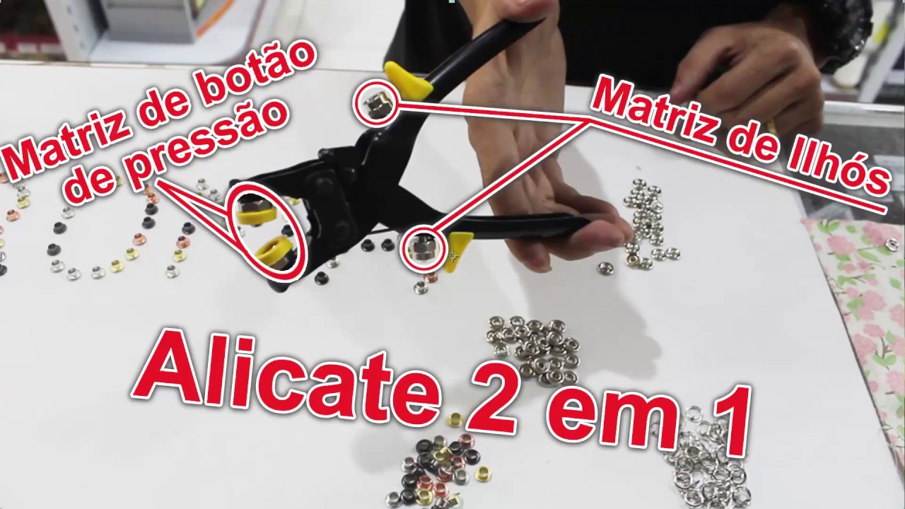 Alicate para botão de pressão e ilhós ( 2 em 1)