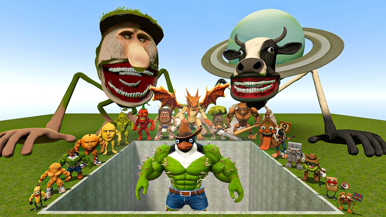 AI Brainrot Memes vs Leru Leru Le Penguiinel Bosses in Giant Pit – Gmod Chaos