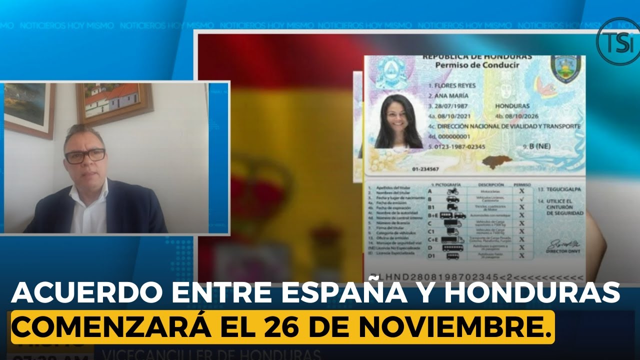 Acuerdo entre España y Honduras para reconocer licencias de conducir comenzará el 26 de noviembre.