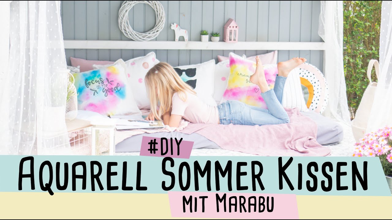 Aquarell Sommer Kissen mit Marabu //delari