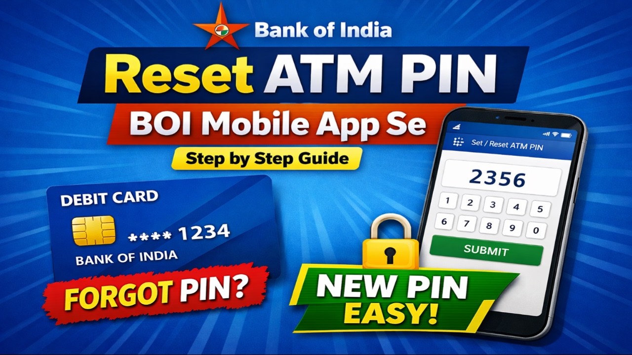 BOI Mobile app Se Debit Card ATM Pin Reset kaise Kare (Step by Step)