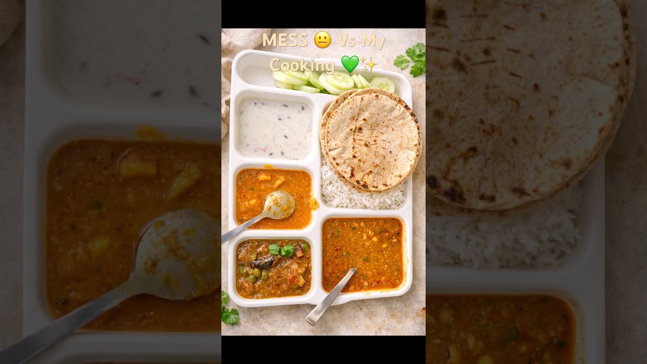 Mess Food Thali vs Hostel Me Ghar Jaisa Dal Chawal 💥 #MessFood #HostelLife #DalChawal #comfortfood