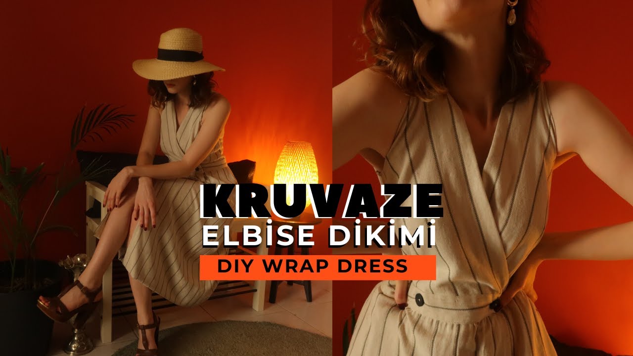 KALIPSIZ KRUVAZE ELBİSE DİKİMİ | DETAILED DIY WRAP DRESS | Maxı Dress