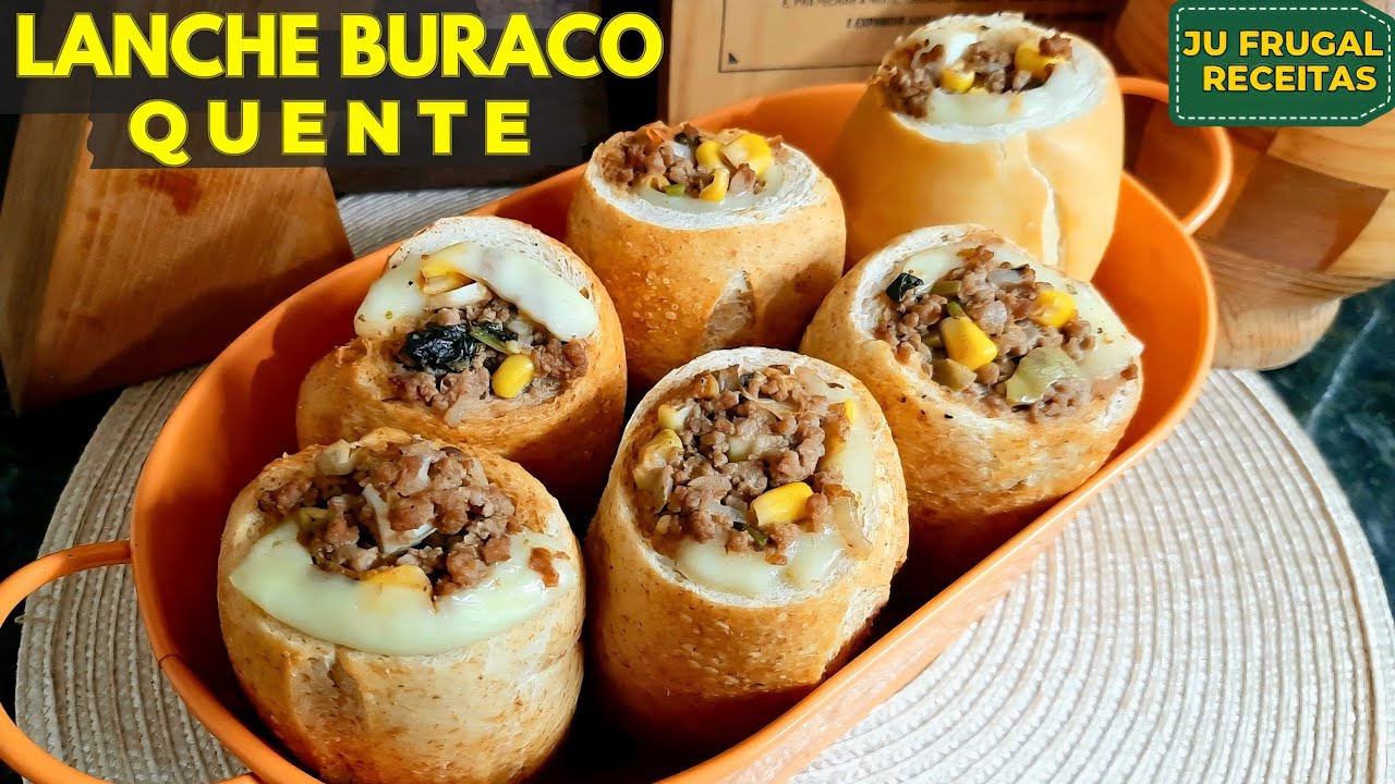 Lanche Suculento: PÃO com CARNE MOÍDA e QUEIJO | Como Fazer Buraco Quente Delicioso e Fácil