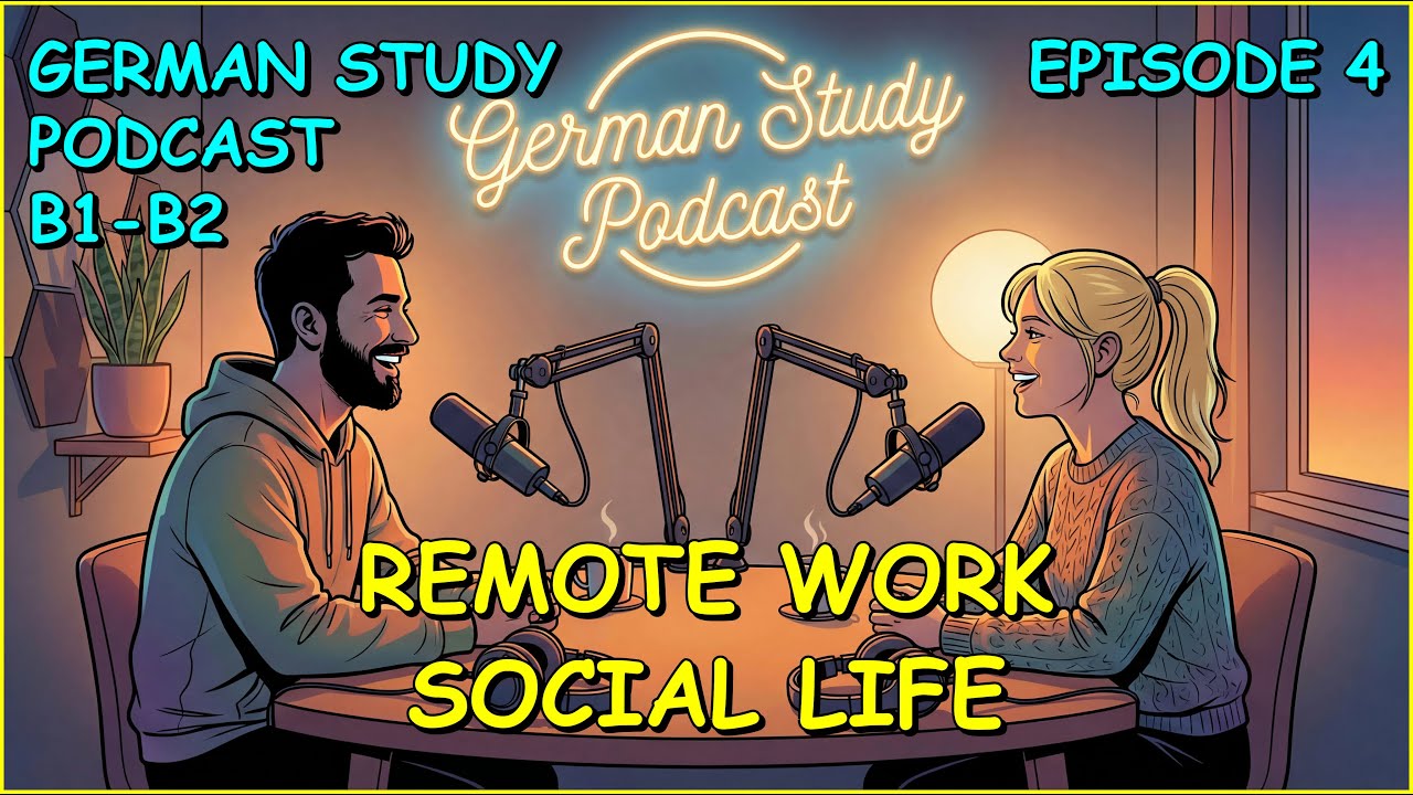 German Podcast 4 | (B2) Remote Work & Social Life (Homeoffice) — Opinions + Vocabulary 💻💬