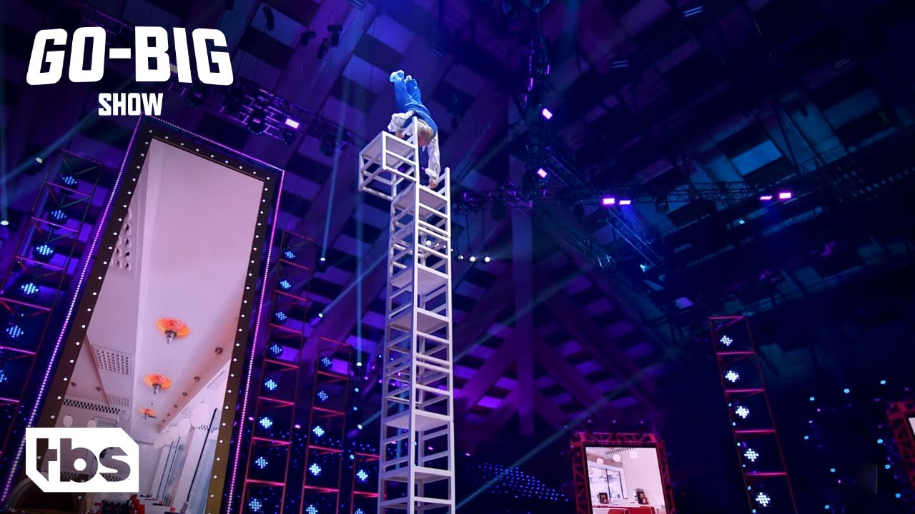 Go Big Show: 63 Year Old Acrobat The Sladek Balances on Stacked Chairs 25 Feet Tall (Clip) | TBS