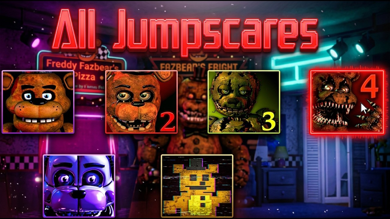 All jumpscares in HD FNaF 1-6