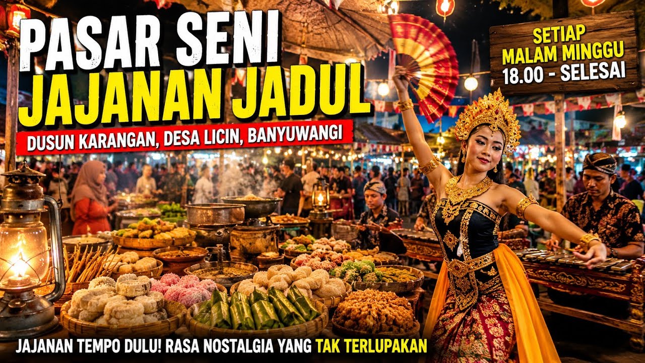 Pasar Seni Jajanan Jadul Desa Licin Banyuwangi | Kuliner Tempo Dulu & Seni Budaya