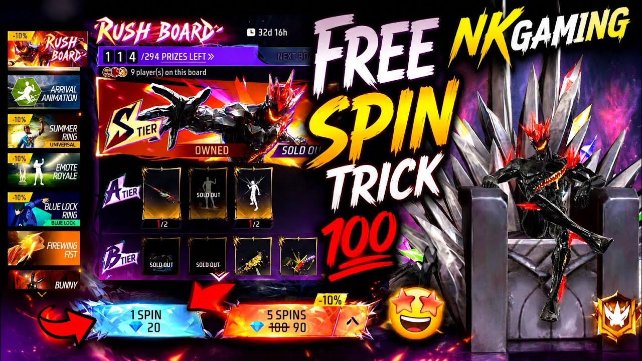 Rush Board Event One Spin Trick Free Fire 🔥🤩| Rush Board Easy Trick 100% Working | Free Fire Tamil