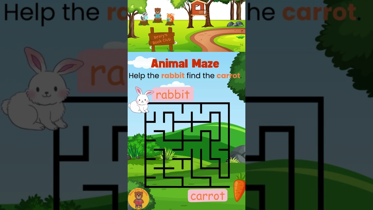 Animal Maze|Help The Rabbit| Problem-Solving |Kids Games|Vocabulary 