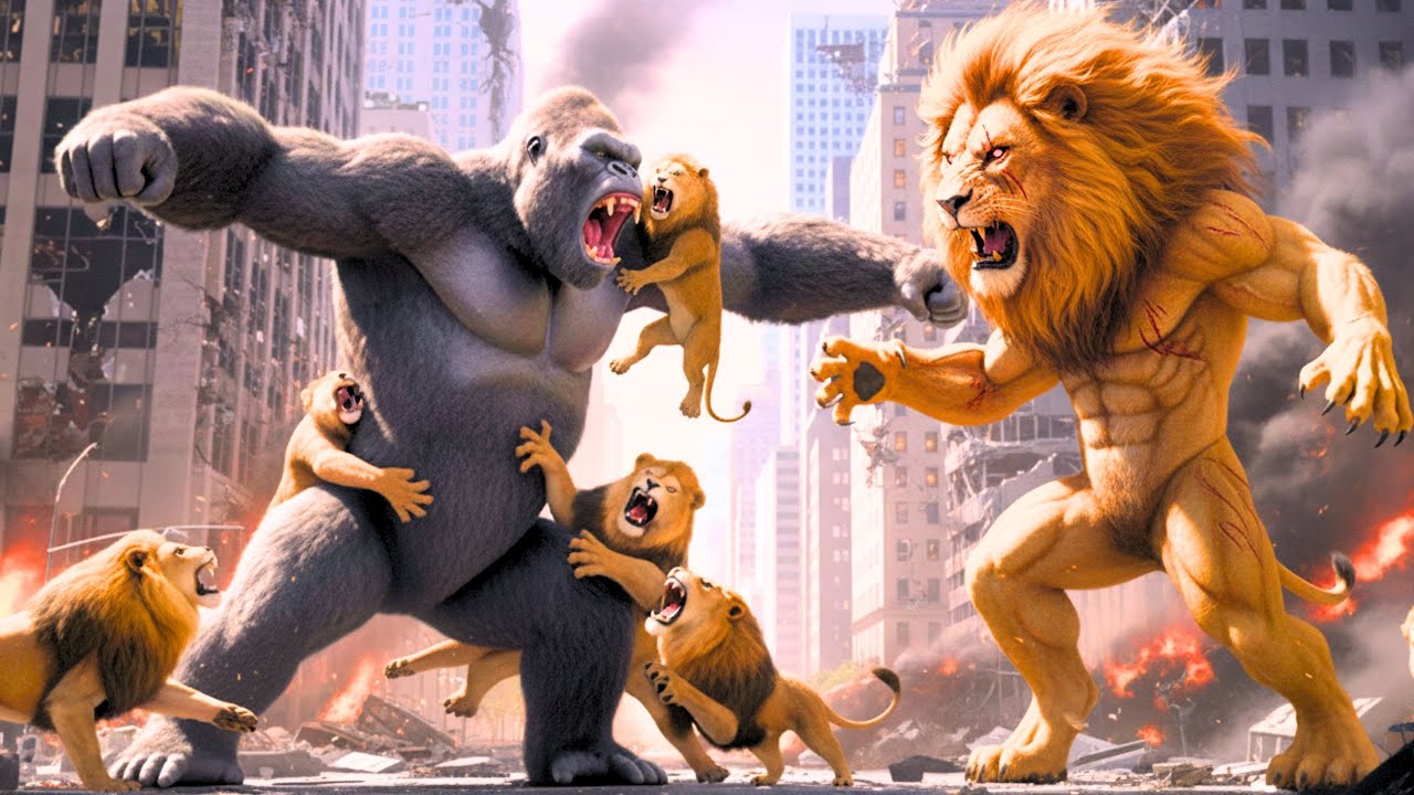 💥 King Kong vs Lion Man &ndash; The Most Epic Battle from Military Base to City | Kong Movie 2025