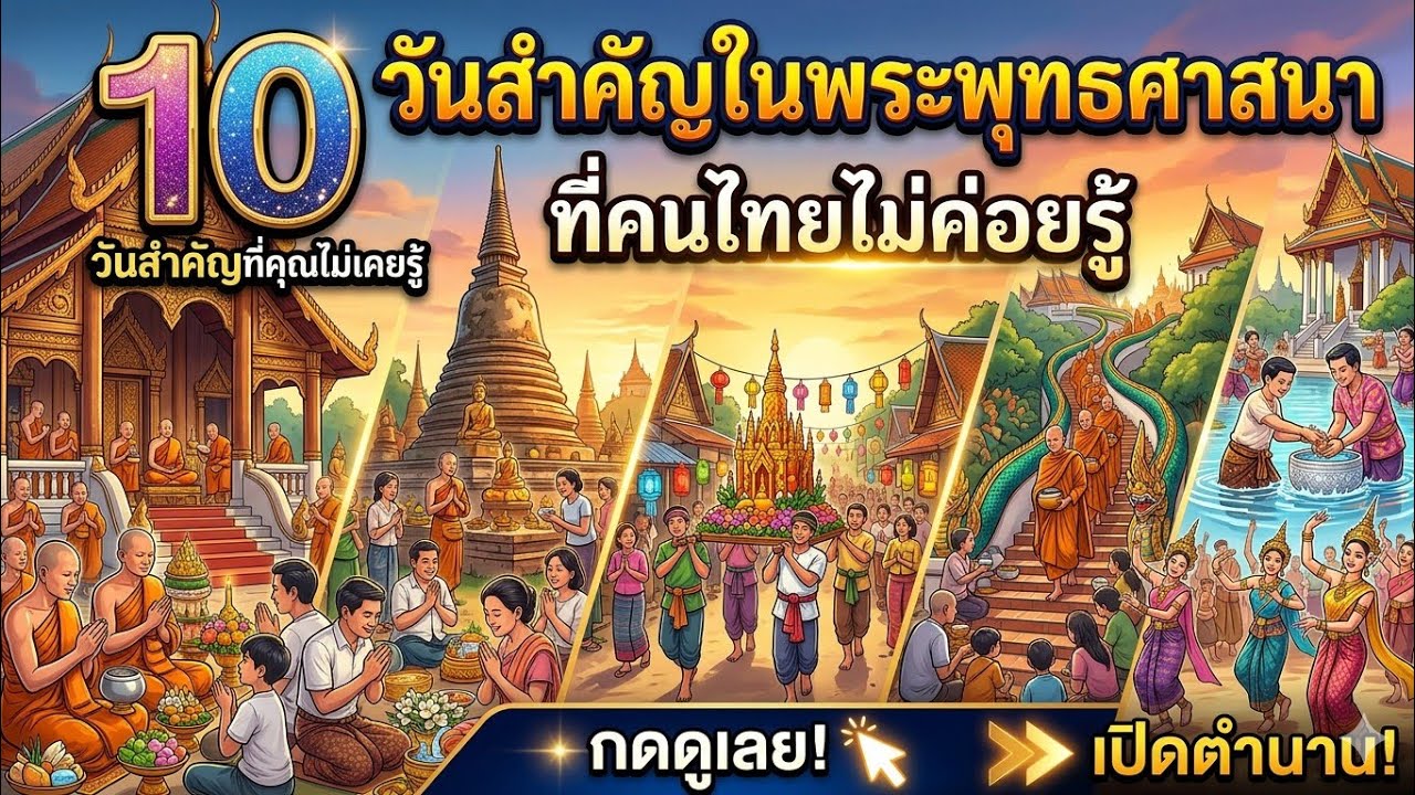 🌼 10 วันสำคัญในพระพุทธศาสนา ที่คนไทยไม่ค่อยรู้ #นิทานธรรมะ #พระพุทธเจ้ามหาศาสดาโลก 
