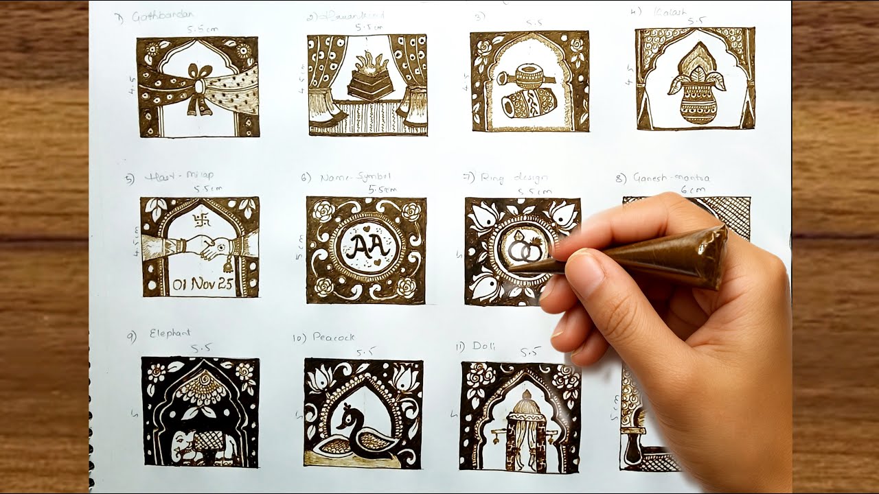 “Bridal Mehndi Sketch Ideas | 12 Beautiful Henna Designs for Wedding | Step by Step Drawing”