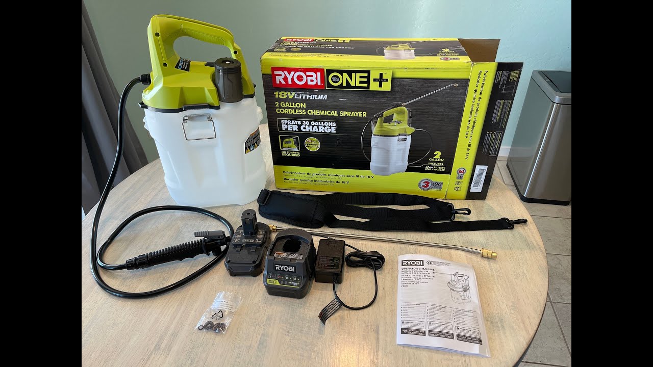Ryobi 18 В + один аккумуляторный распылитель химикатов на 2 галлона
