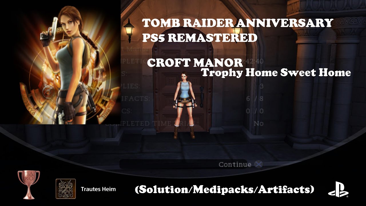 Tomb Raider Anniversary PS5 Remastered Croft Manor Puzzle 17x/Medipacks 2x/Artifacts 8x