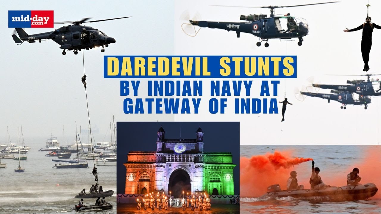 Crowd throngs at Gateway of India to watch Beating Retreat, Dance & Daredevil stunts by Indian Navy