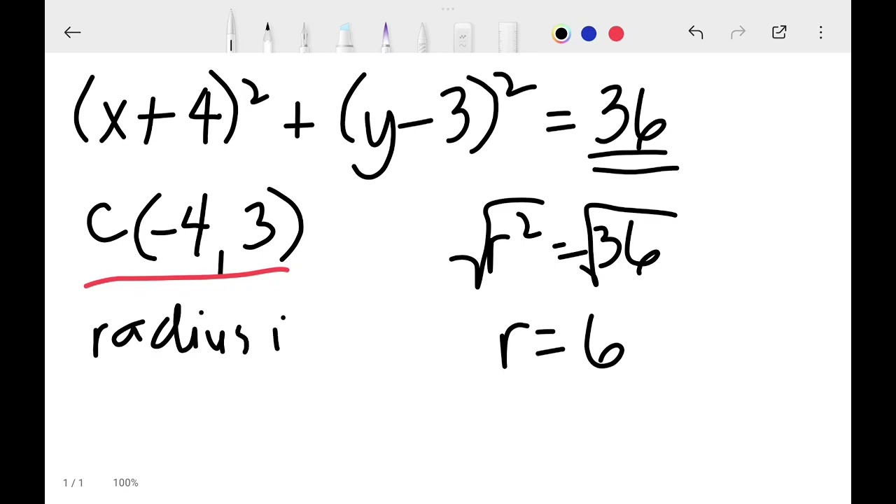 Sir Cruz: finding the center and radius from the equation of a circle