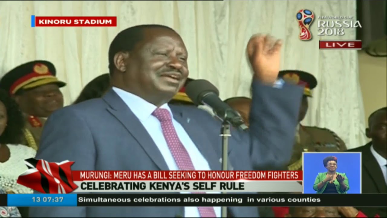 Raila Odinga’s speech during Madaraka Day celebrations at Kinoru Stadium