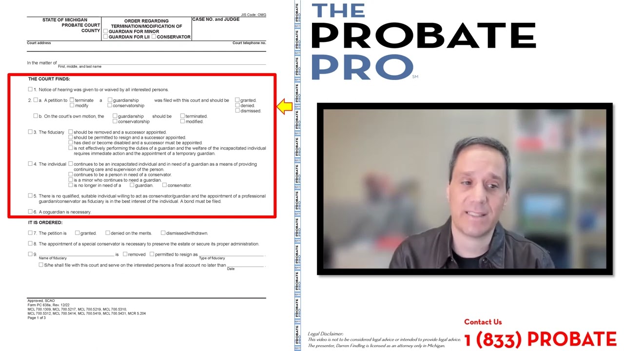 Order Regarding Modification/Termination of Guardian/Conservator #theprobatepro #guardian #terminate