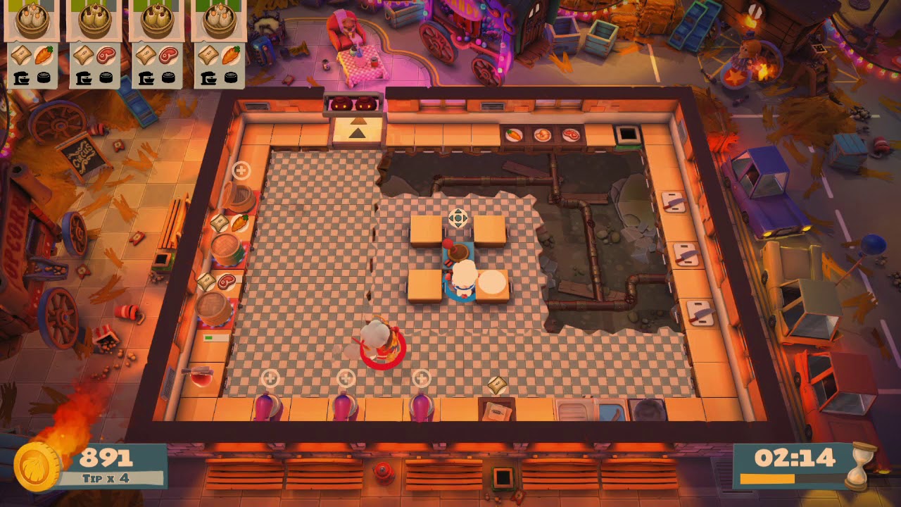 Overcooked 2 - CARNIVAL OF CHAOS DLC - Kevin 3 - 2 Player COOP 4 STAR