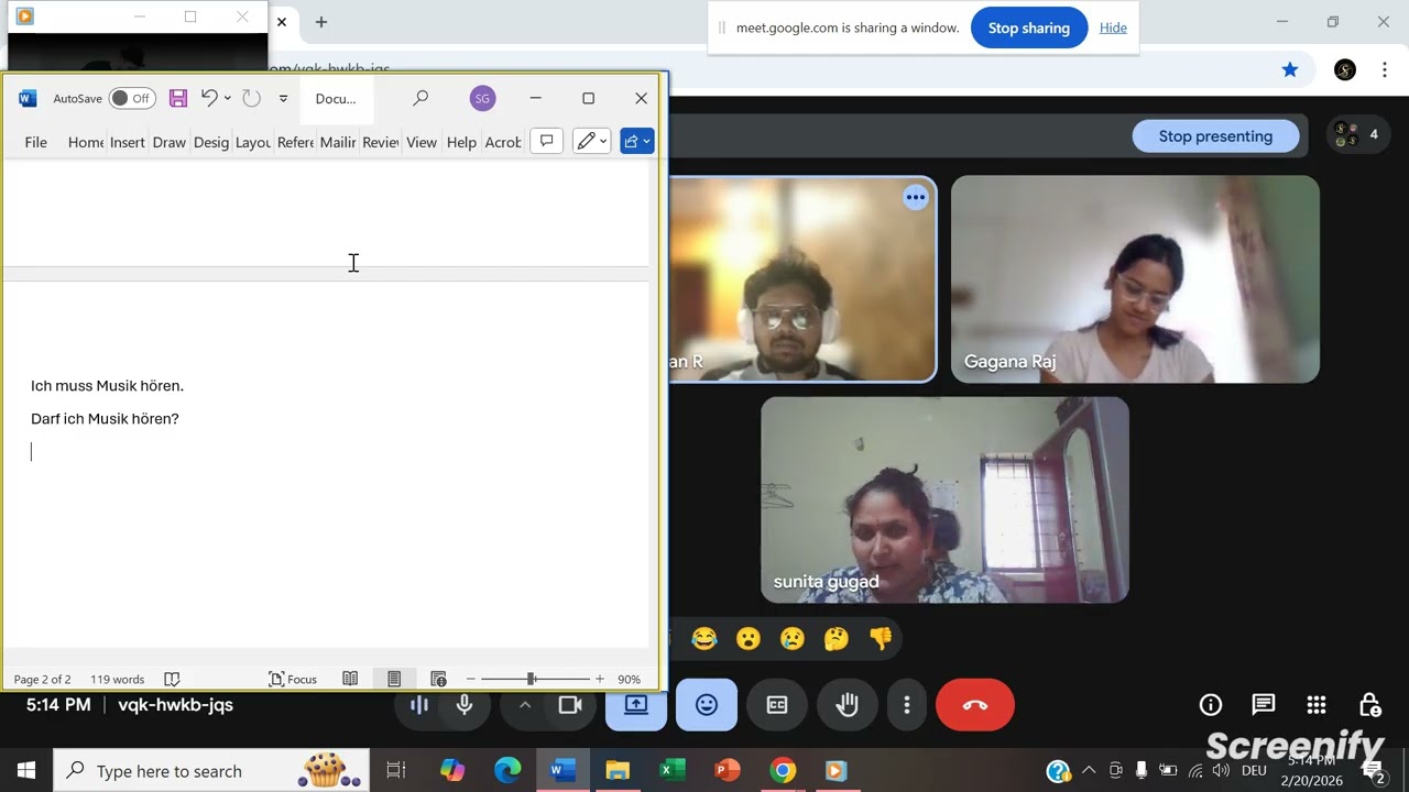 A1 German Language 4:30pm  batch with Sunita   class 22