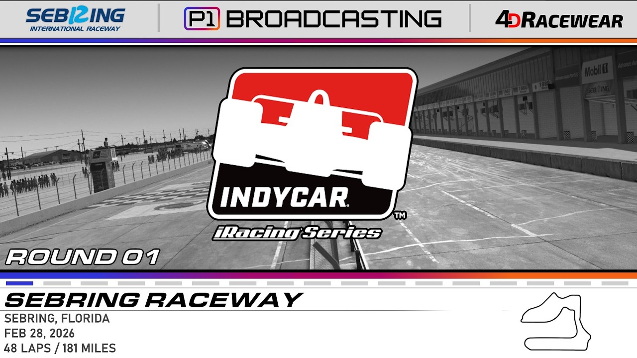 🏆 2026 IndyCar iRacing Series Pres. by 4D Racewear 🏆| SEBRING | Rd 1 | eSports Broadcast
