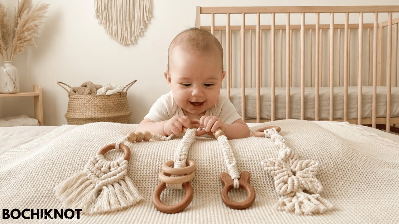 4 Simple Macramé Teether Patterns For New Borns | DIY Baby Teether Toys | Nursery Play Gym Toys