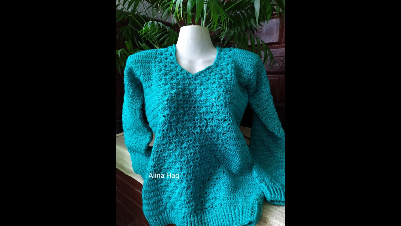 Pulover Fir de iarba/ how to crochet a blouse/ вязание крючком