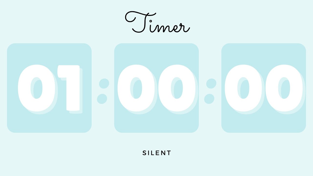 🩵 1 Hour Silent Timer with Cute Ending Alarm | Pastel Aqua Timer