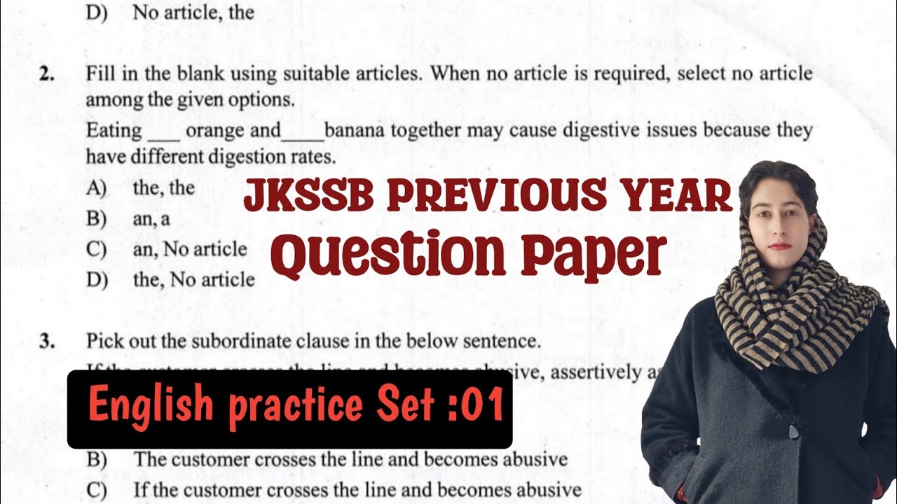 ENGLISH QUESTION ASKED BY JKSSB | PREVIOUS YEAR QUESTION PAPER | JKSSB JUNIOR ASSISTANT.