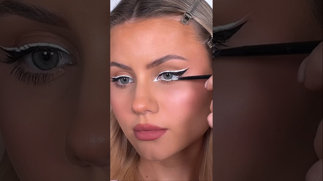 trying white graphic liner 🤍
