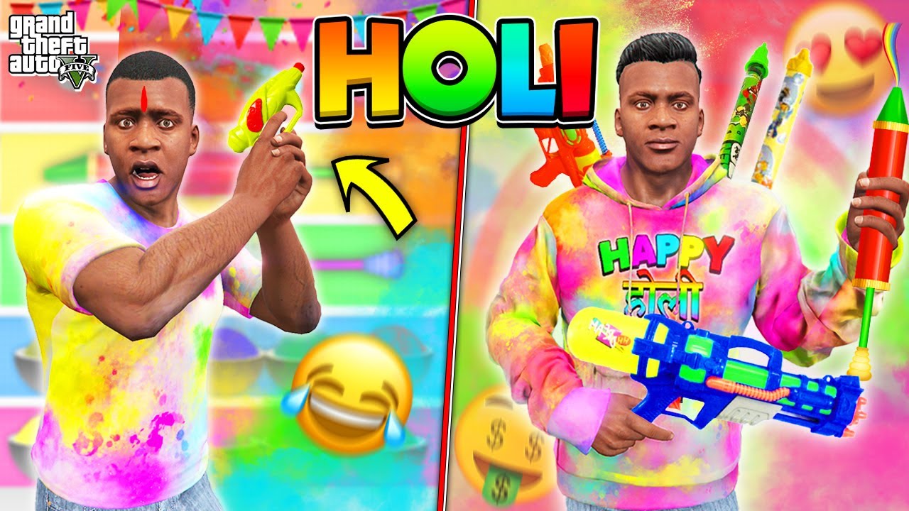😂GTA 5 : Playing HOLI in GTA 5! (2023)