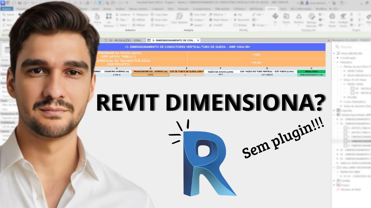 DIMENSIONAMENTO NO REVIT (sem plugin), &Eacute; POSSIVEL? [DIMENSIONAMENTO HIDROSSANIT&Aacute;RIO] REVIT 2026 MEP