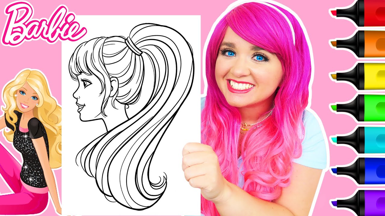 Coloring Barbie GIANT Coloring Page | Ohuhu Paint Markers