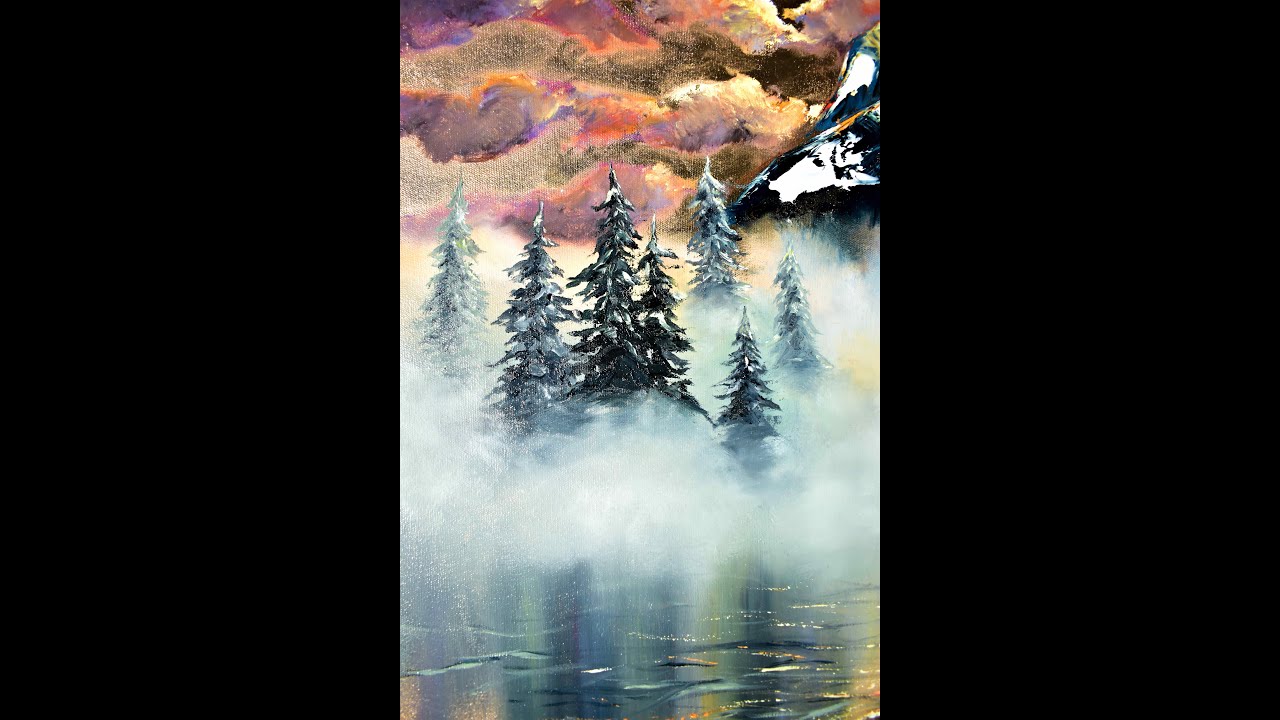 How to paint spruces in mist | Painting technique | Misty Trees | Forest |