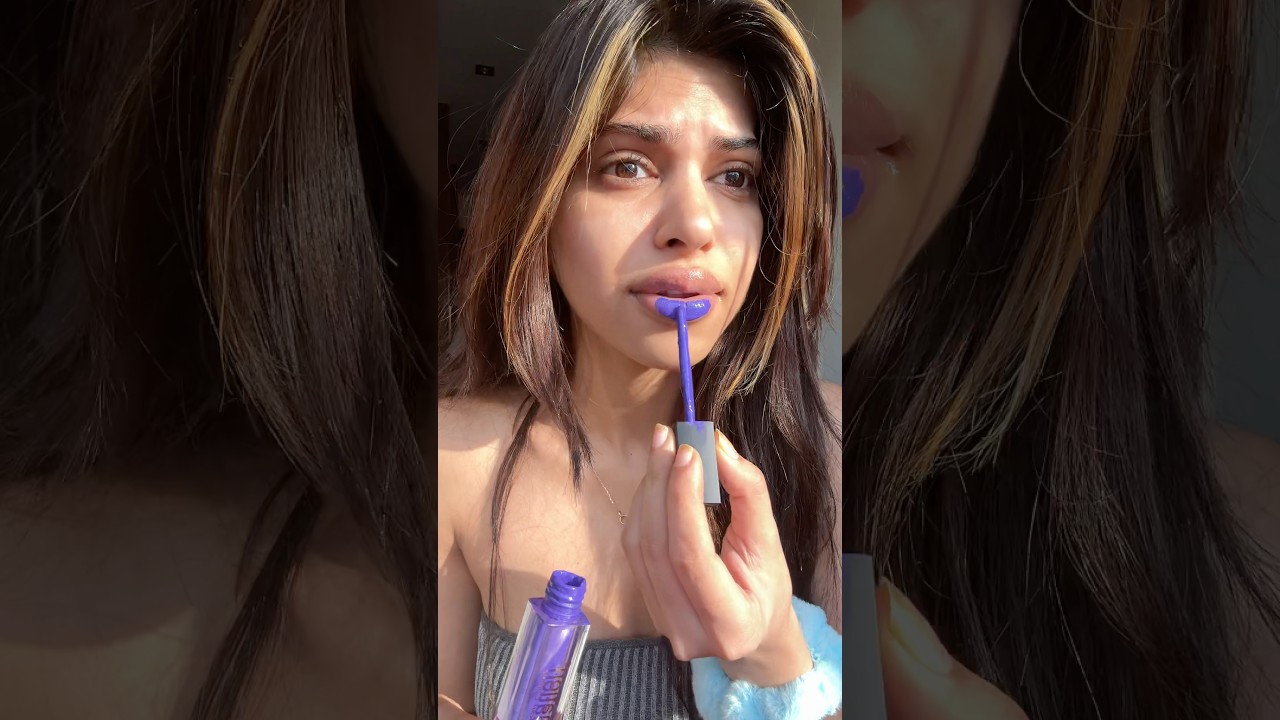 Trying Vegan BLUE Matte Lipstick #shorts #makeup #bluelipstick #beauty #trending