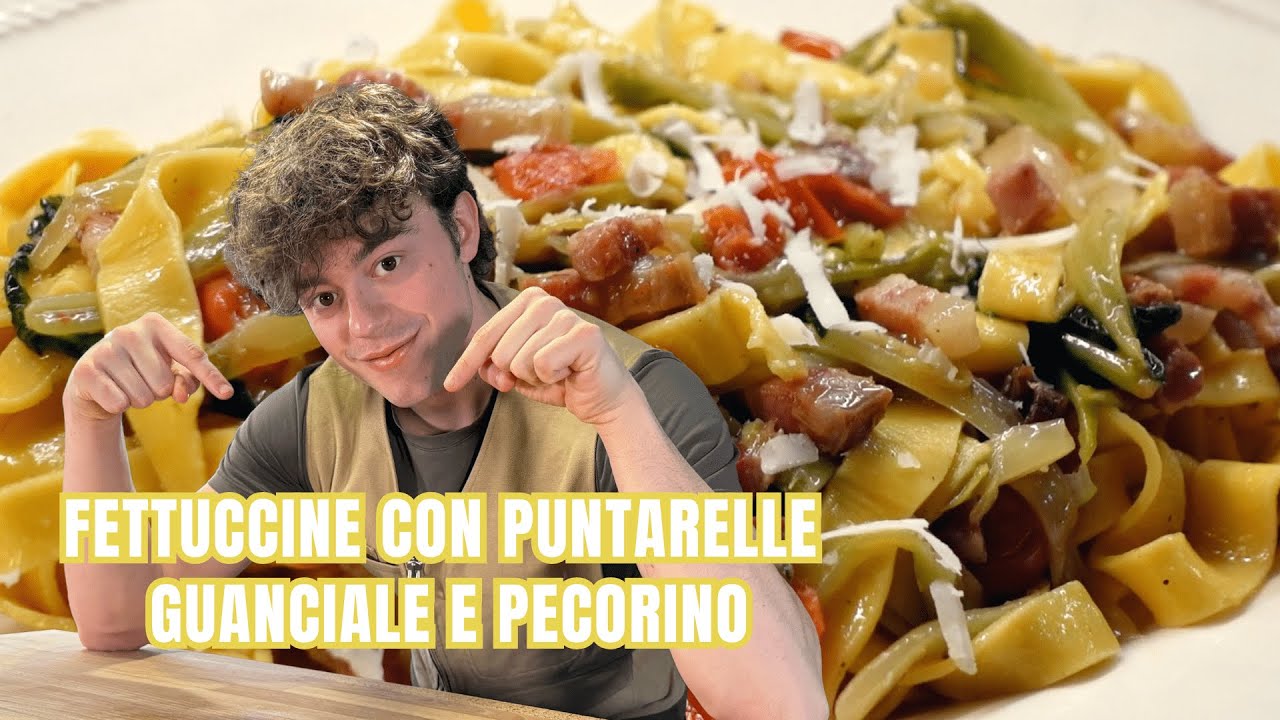 Una pasta Romana: Fettuccine con puntarelle, guanciale e pecorino