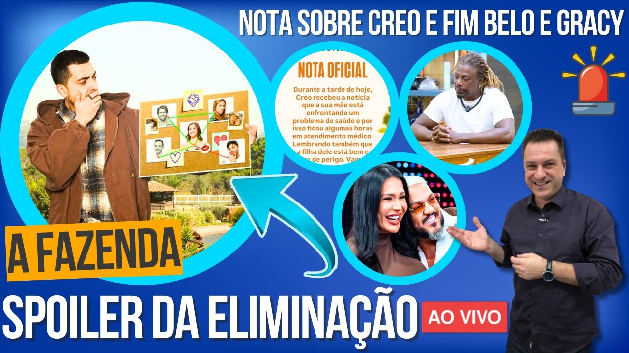 🚨A FAZENDA 17: SPOILER DA ELIMINA&Ccedil;&Atilde;O, NOTA OFICIAL SOBRE CREO, ENQUETES BOMBA FIM DE BELO E GRACYANE