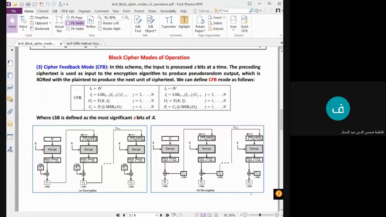 Block Cipher Modes of Operation طرق عمل التشفير الكتلي