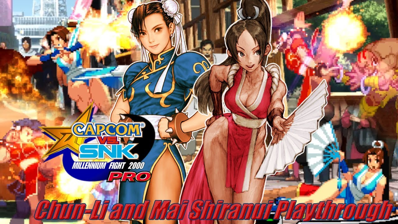 Capcom vs. SNK PRO (Dreamcast) - Chun-Li and Mai Arcade Playthrough