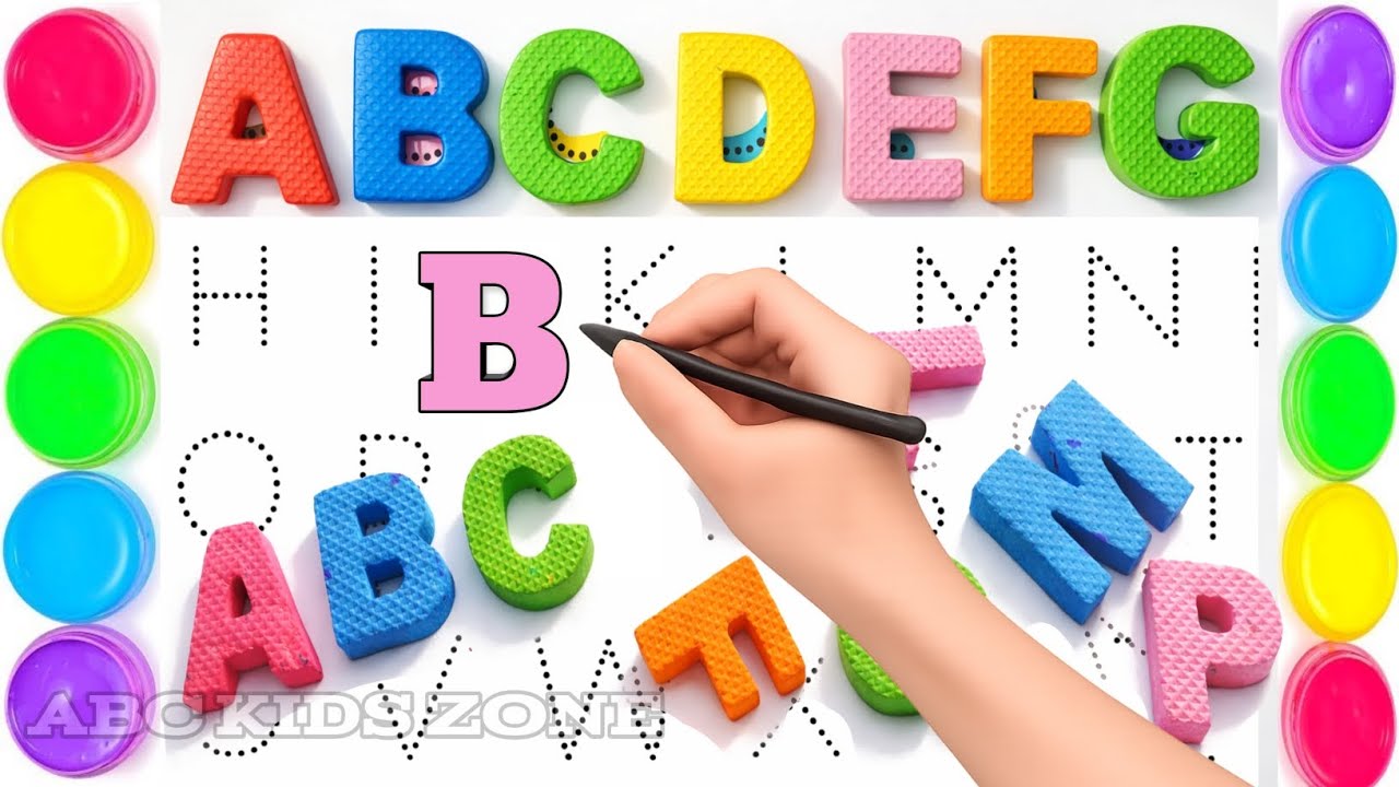 Alphabet, ABC song, ABCD, A to Z, Kids rhymes, collection for writing along dotted lines for toddler