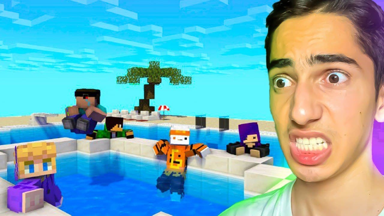 استخر ساختیم تا توش شنا کنیم 😄🏊 Minecraft One Block #2