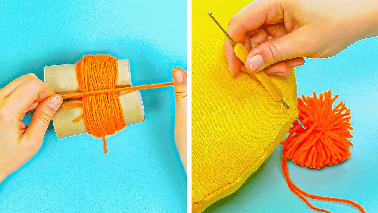 6 cuscini FAI DA TE | Cuscini decorativi e cuscini da divano a forma di gomitolo di lana