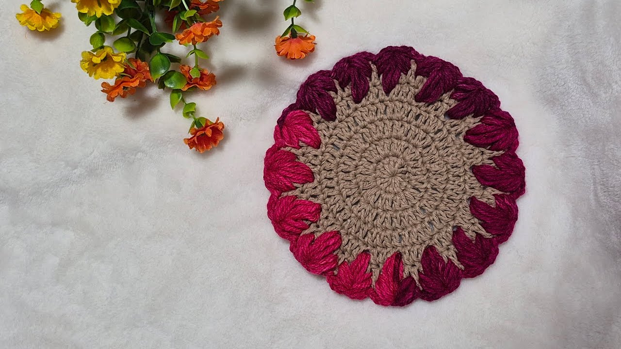 Crochet Autumn Glory 3D leaves Coaster pattern! Step by step tutorial for beginners!#handmade #craft