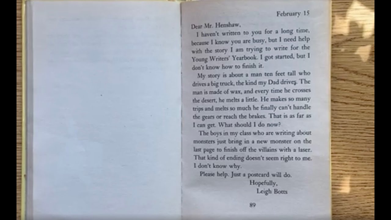 Dear Mr. Henshaw pages 89 - 103