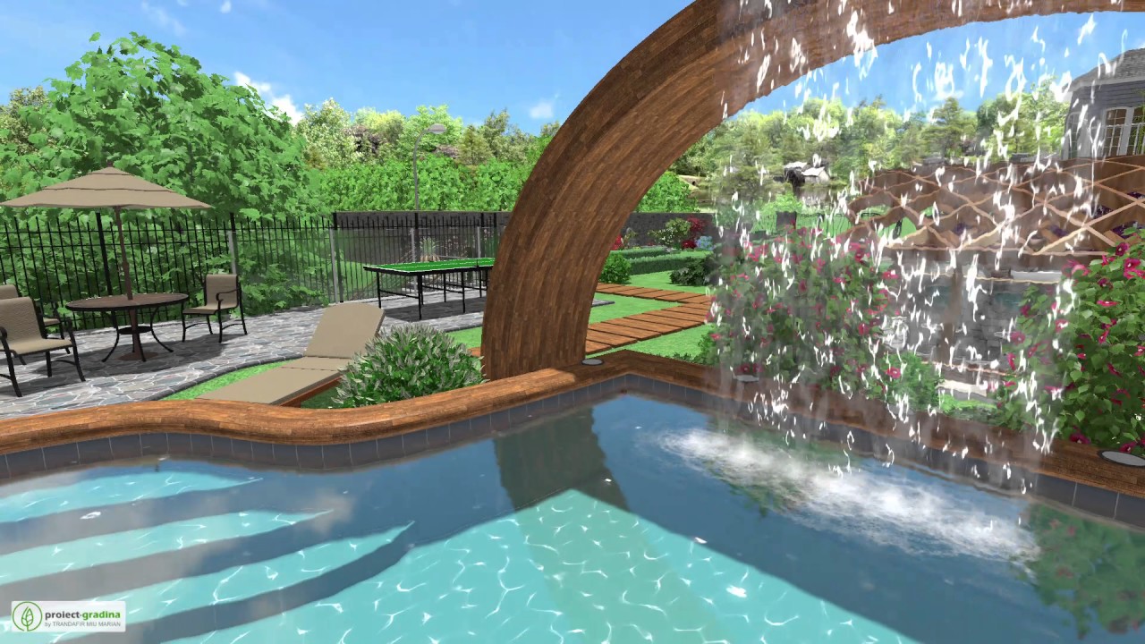 PROIECT PISCINA CU PERETE STICLA  / PROIECT-GRADINA MMT