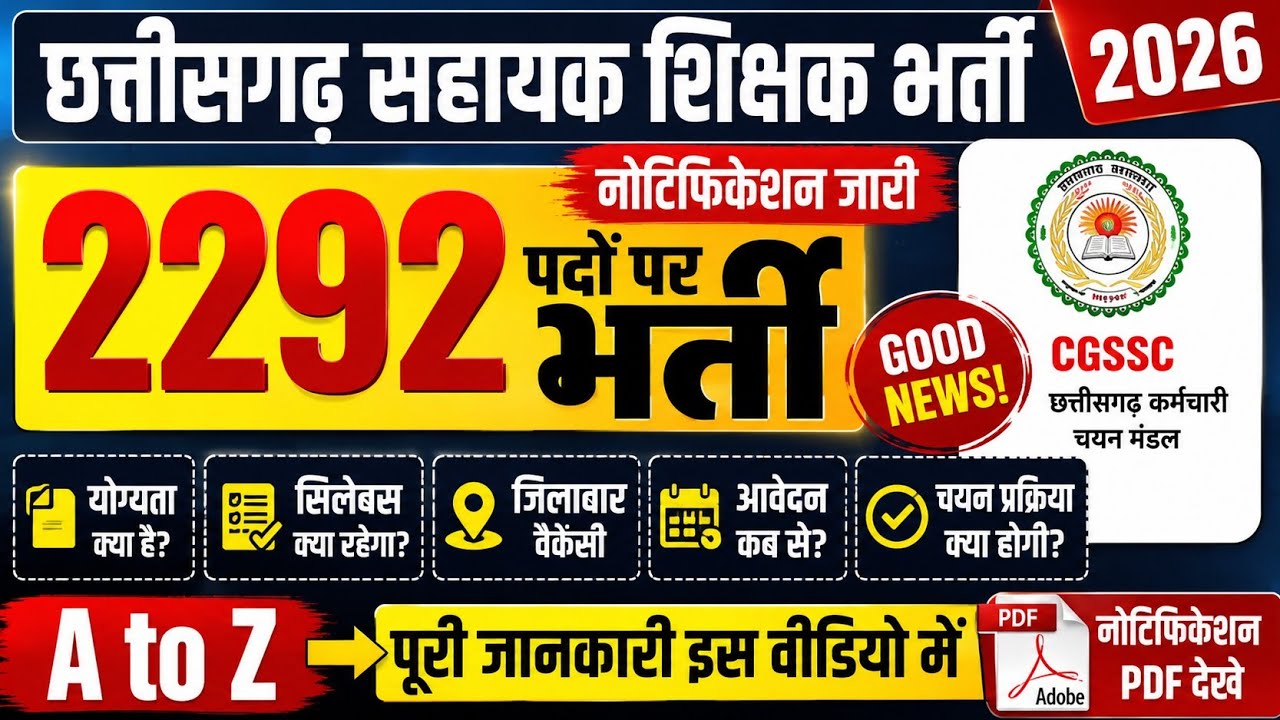 Chhattisgarh Assistant Teacher Recruitment 2026 | CG Assistant Teacher Recruitment 2026 | Recruit...