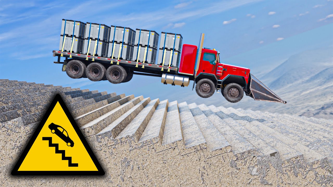 Cars vs Stairs but Every Step Gets More Brutal (BeamNG.drive)