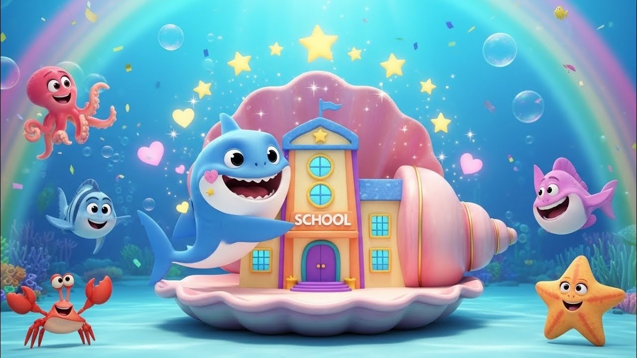 "🎒 Baby Shark’s First Day at School! 🦈 Fun Nursery Rhyme Adventure with Bubbles! 🎶🐠"