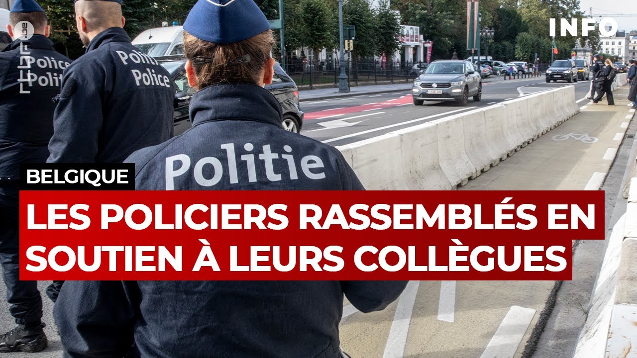 Des policiers bruxellois rassemblés en soutien à leurs collègues condamnés - RTBF Info